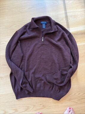 Hathaway Men's Zip-Up Merino Wool Sweater — Burgundy